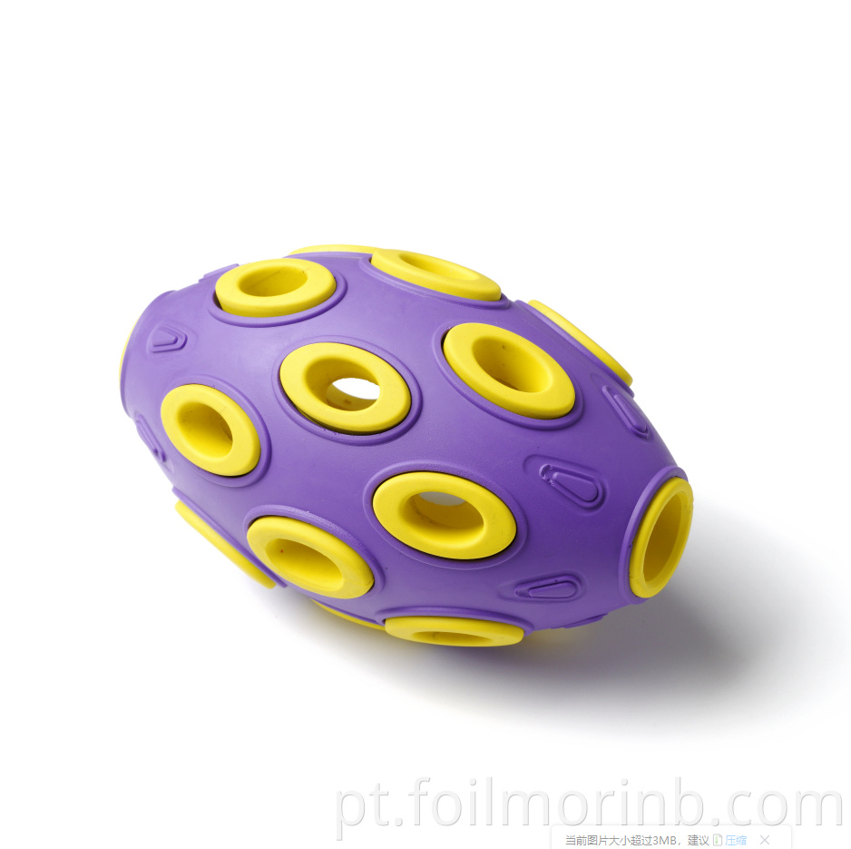 Natural Rubber Chew with bell inside Toy Rugby